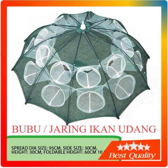Payung Bubu Jaring Jebakan Perangkap Udang ikan Kepiting Model Payung 8 Lubang