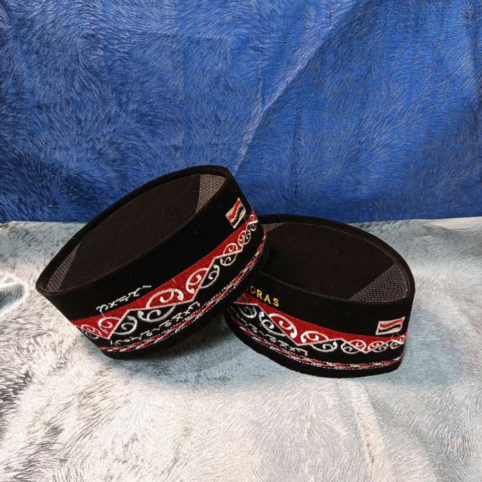 PECI SONGKOK TOPI BATIK BATAK  FULL BORDIR TULISAN AKSARA BATAK DAN HORASS