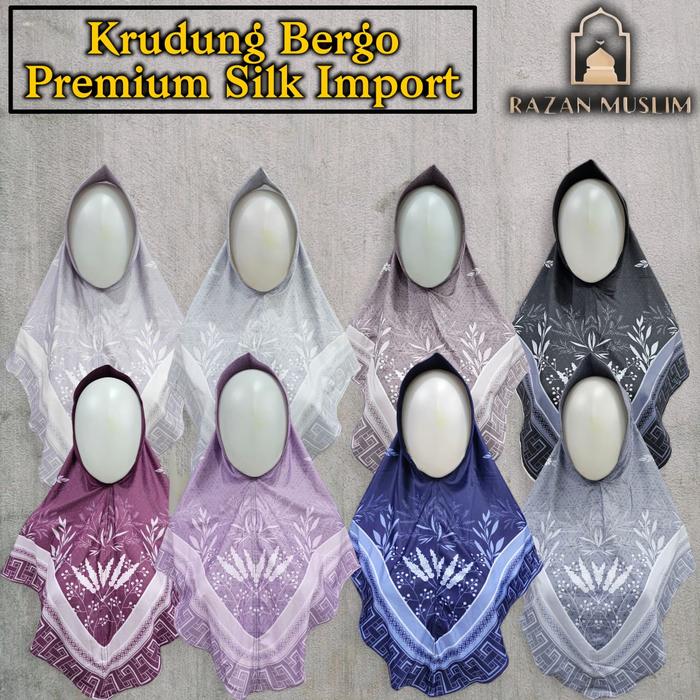 Kerudung / Hijab Bergo Motif Elegant Bahan Premium Silk Import