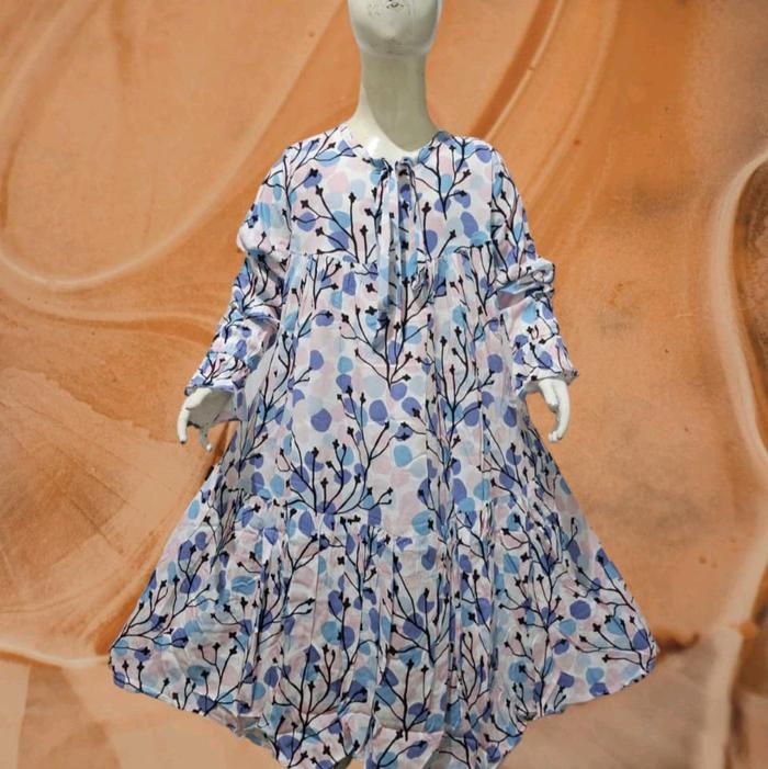Gamis YOVER rayon premiun anak usia 4-7 tahun, tali depan Dress Serut