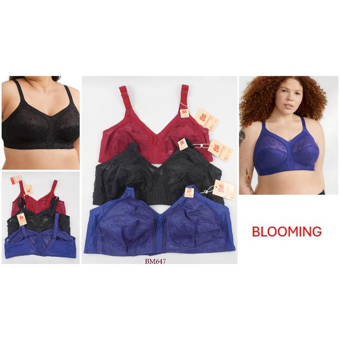 Bra Wanita Tanpa Kawat Big Size BLOOMING 50C 52C Tanpa Busa, Full Cup Branded Underwear Beha Termura