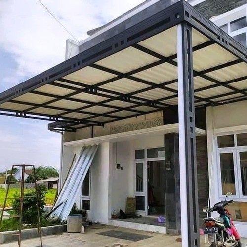 Kanopi alderon Twinwall 10mm rangka hollow galvanis Minimalis
