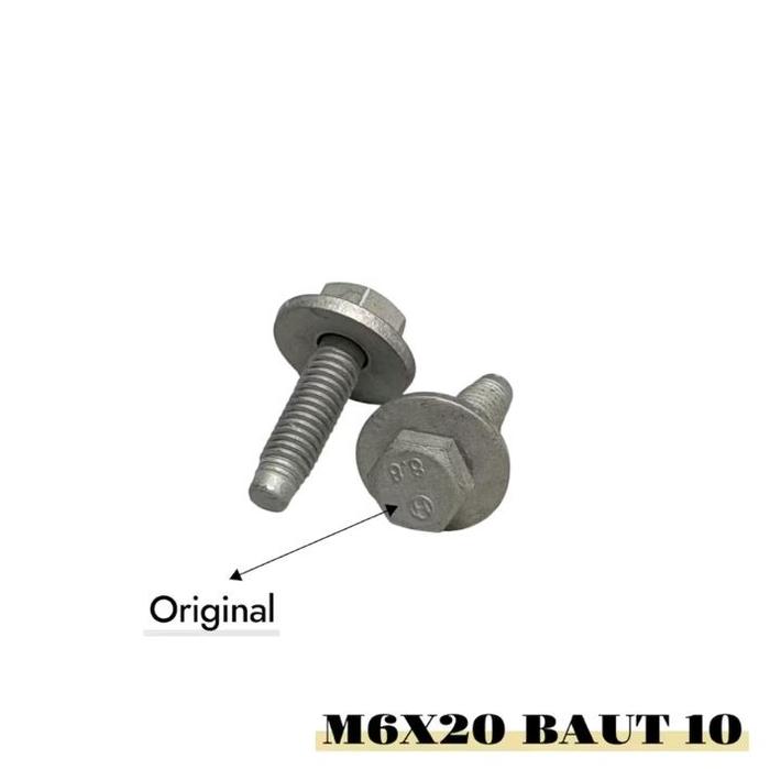 Baut 10 ring 6x20 panjang 2CM original baja