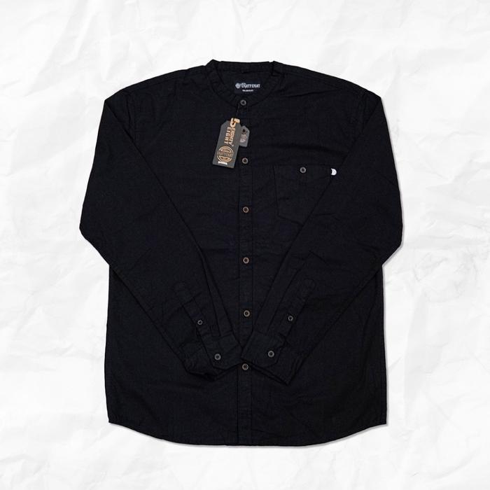 KEMEJA KOKO POLOS LENGAN PANJANG PREMIUM BLACK BRILL EIGHTY EIGHT