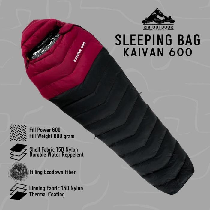 SLEEPING BAG BULU ANGSA SINTETIS ECODOWN THERMAL RIR OUTDOOR KAIVAN 600 SELIMUT CAMPING goose down B