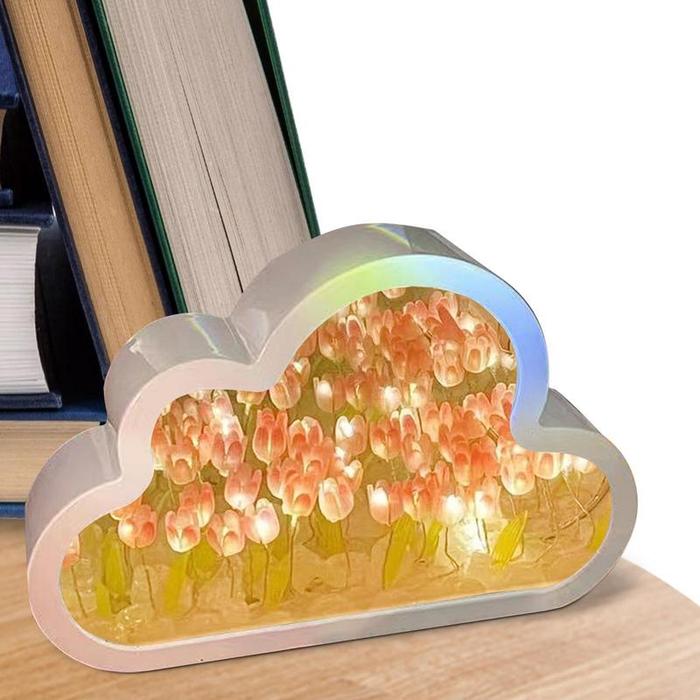 Cloud Tulip Mirror Night Light Tulip Cloud Desk Lamp Romantic Bedside