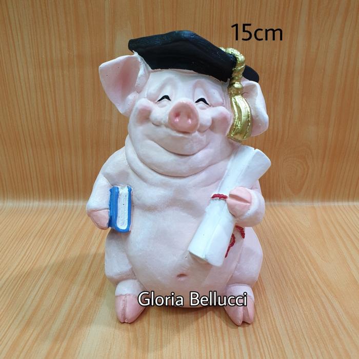 patung pajangan babi sarjana wisuda miniatur pig piggy