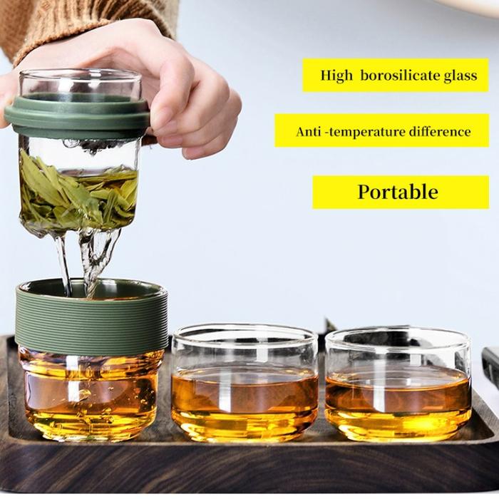 Tea cup portable travel glass fast tea set elegant cup tea separation