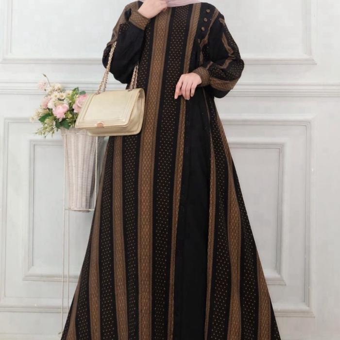 akfa karunia gamis Dress Muslim Wanita Nyaman Hitam Cantik Syari