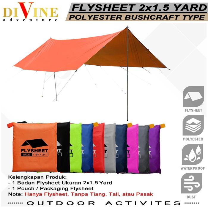 READY Flysheet tenda 200 x 150 Waterproof Camping Atap tenda Outdoor Kanopi Tenda flysheet tahan sin