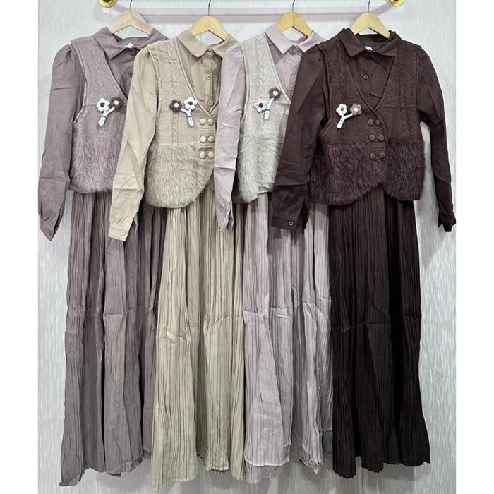 Dres wanita rompi rok plisket