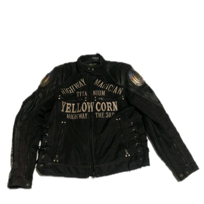 Jaket Yellow Corn Highway Magician Titanium The 3rd Jaket Kulit Hitam dengan Desain Unik dan Detail 