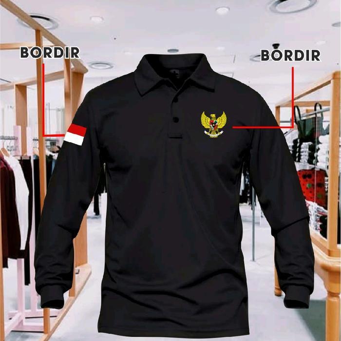 COD / BORDIR( bukan sablon )KAOS POLO DENGAN LOGO GARUDA / KAOS GARUDA PRIA WANITA - hitam, M