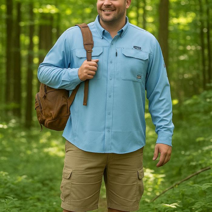 Kemeja Outdoor eddie bauer Biru Muda Pria – Nyaman dan Stylish untuk Petualangan