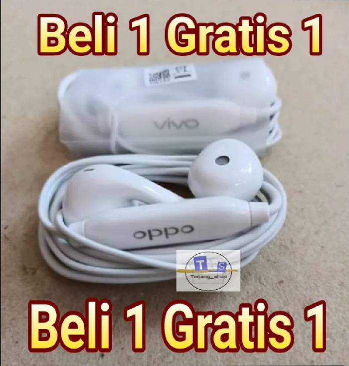 HANDSFREE HEADSET ORIGINAL OPPO BELI 1 GRATIS 1 DIJAMIN NGEBASS BISA BUAT SEMUA JENIS HP ANDROID
