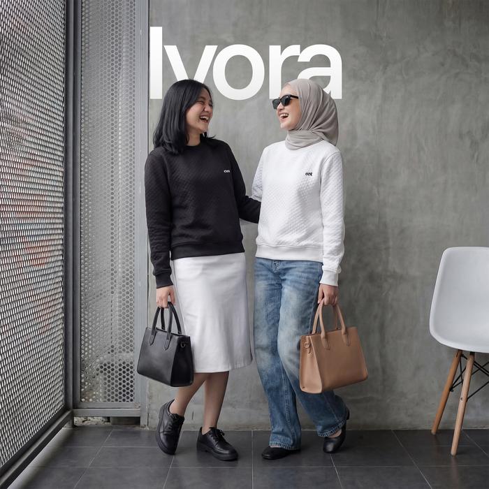 EVERSET Ivora Crewneck Premium Cotton Waffle Casual Basic Crewneck