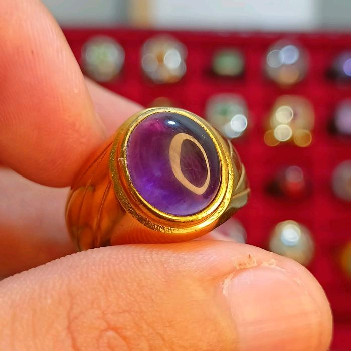 Cincin Batu kecubung dimensi 10X12 ring titanium rr ukuran 7,8,9,10