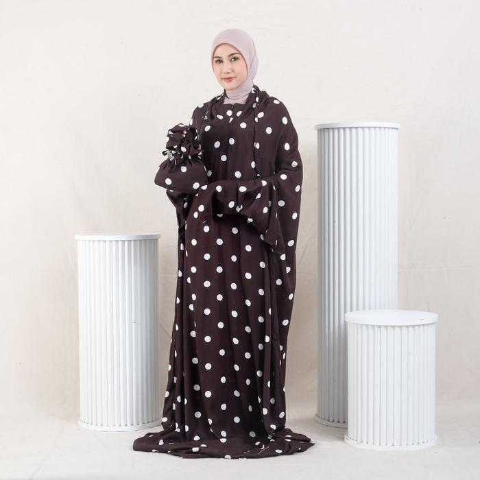 Mukena Terusan Polkadot Rayon Motif Premium