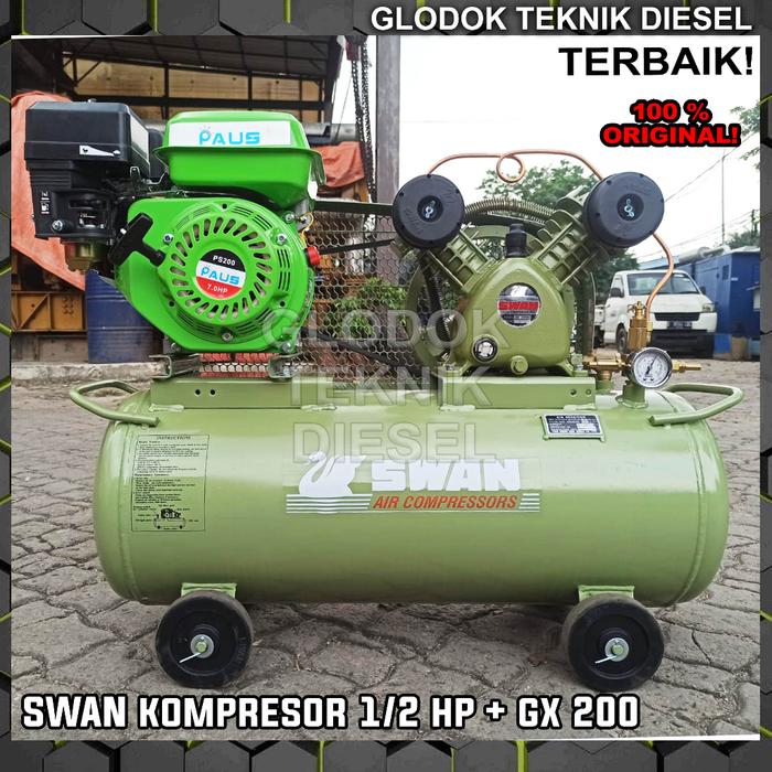 Kompresor Swan 1/2 HP + Penggerak Bensin 0.5 HP Air Compressor 212