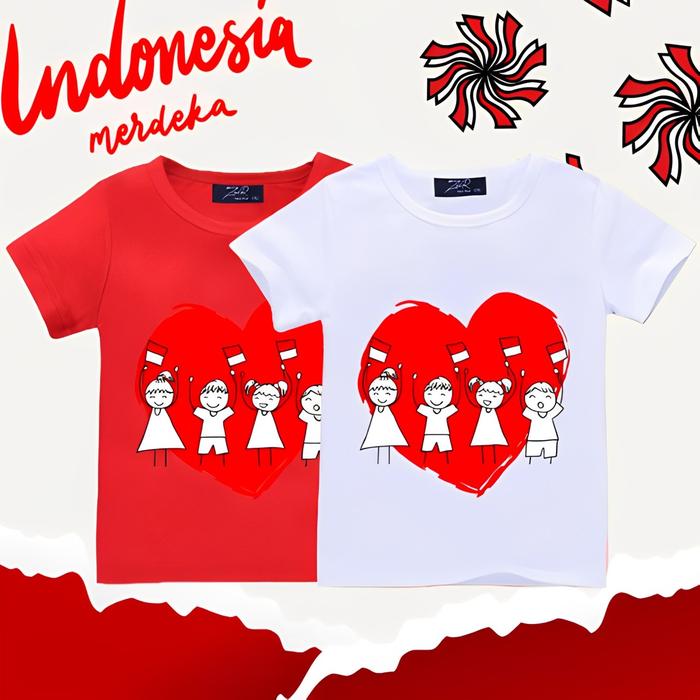 Znar - Baju Kaos Anak Lengan Pendek Edisi Kemerdekaan / Atasan Anak Edisi 17 Agustus / Unisex