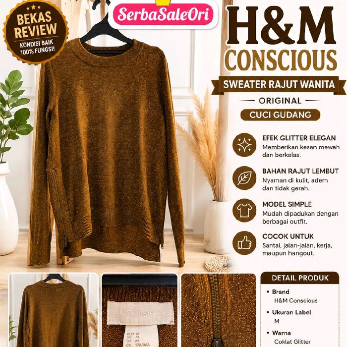 Sweater Gold Glitter HnM Ori Wanita