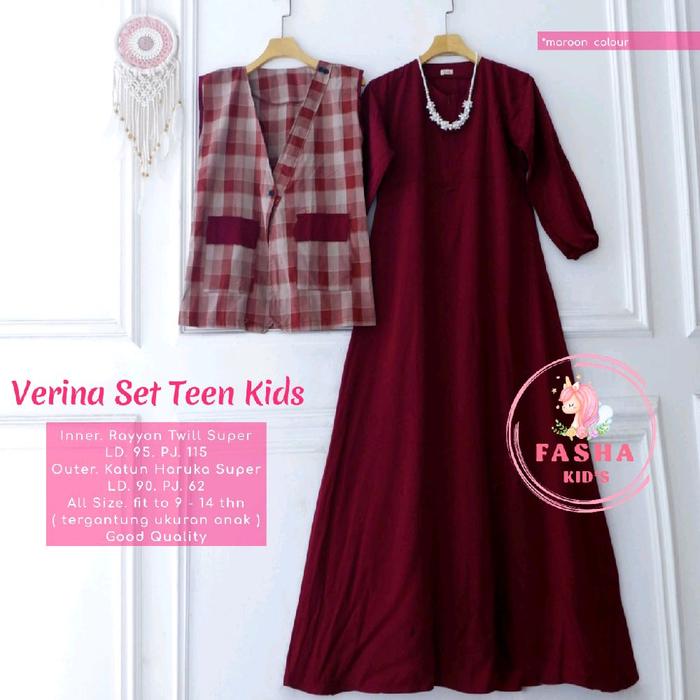 ONE SET OVERALL ANAK VERINA ANAK PEREMPUAN TANGGUNG USIA 9-14 TAHUN ORI FASHA KIDS / SETELAN ANAK CE