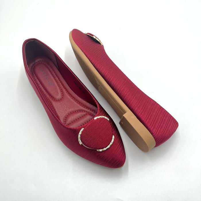 Laviola 4453 Lsf - Sepatu Flat Shoes Wanita Ack,Brown, Maroon Shoes Kerja