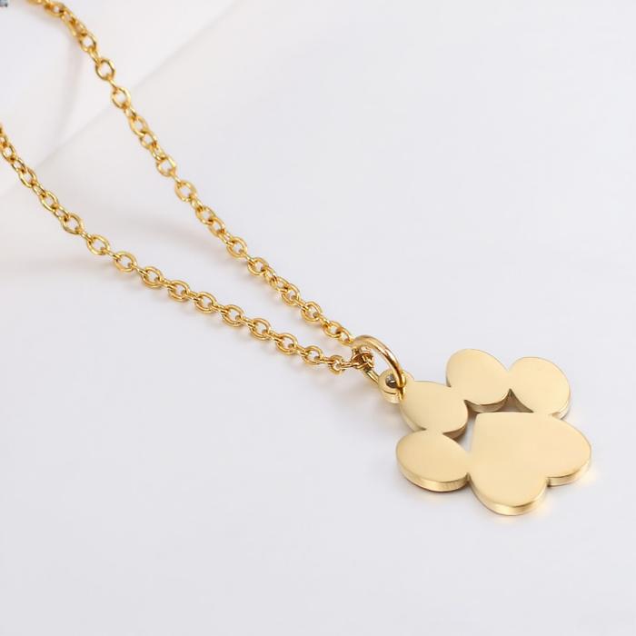 Stainless Steel Cat Paw Pendant Necklace Animal Paw Charm Choker Necklace Cat Paw Print Necklace Wom