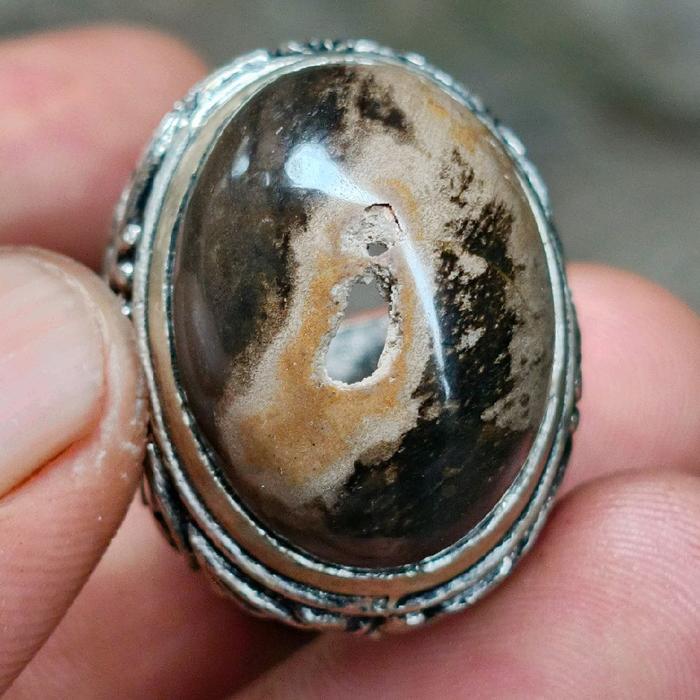 cincin fosil Galih kelor combong ukuran jari 8