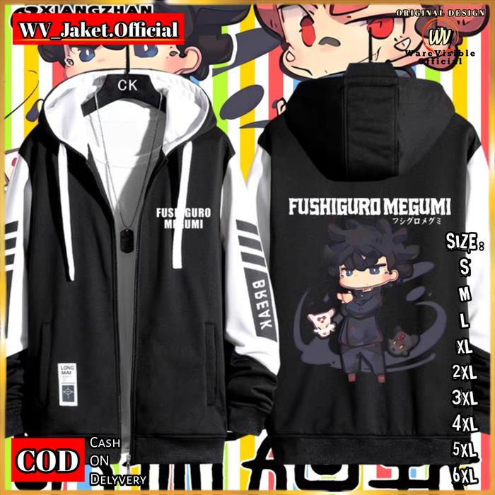 WareVisible Jacket Hoodie ZIPPER FUSHIGURO MEGUMI Oversize Korean Style Unisex Premium Jaket FLEECE 