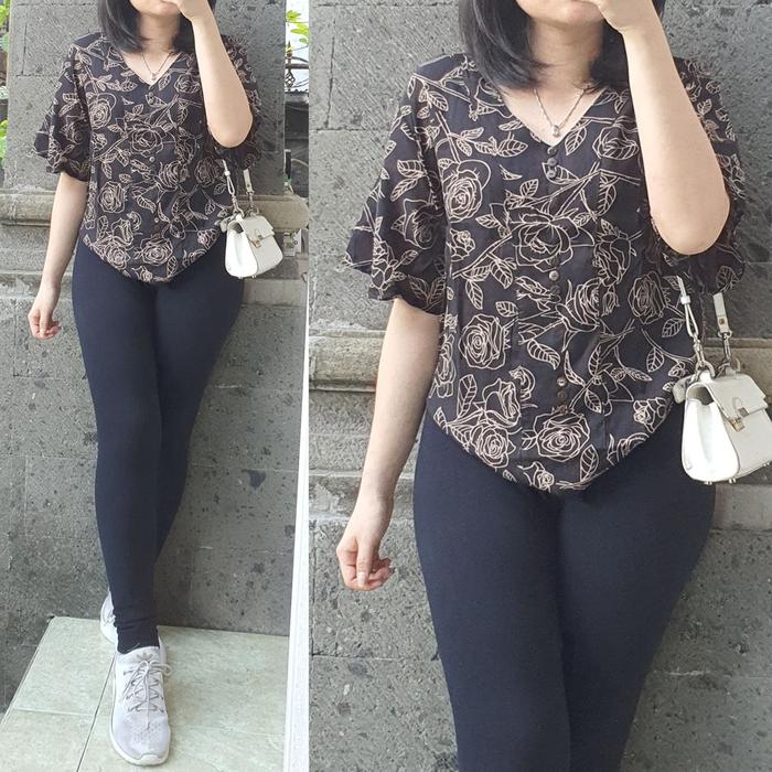 Atasan kancing bahan rayon kancing hiasan