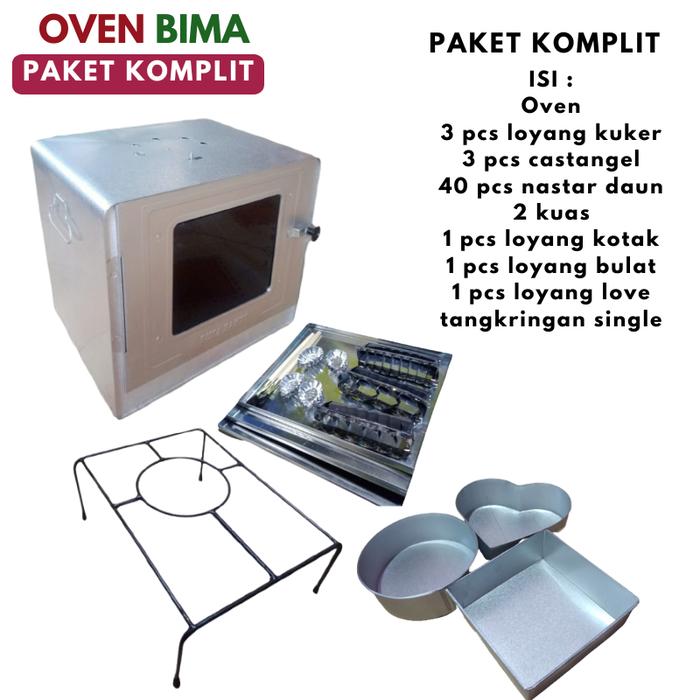 Oven Bima 3 Susun Bahan Galvalum Anti Karat Plus Loyang dan Cetakan Kue Bahan / Oven Kue