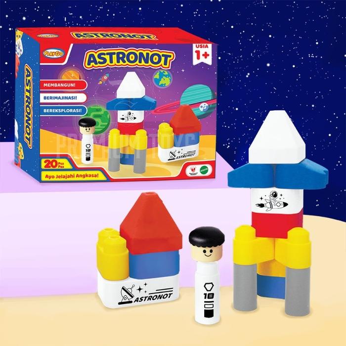 PlayGo Astronot - Rocket Blocks Play-go Mainan Edukasi Blok Anak