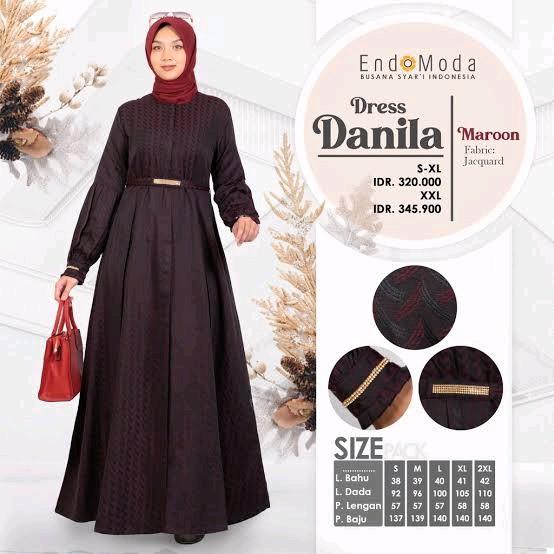 Endomoda dress danila maroon original casual