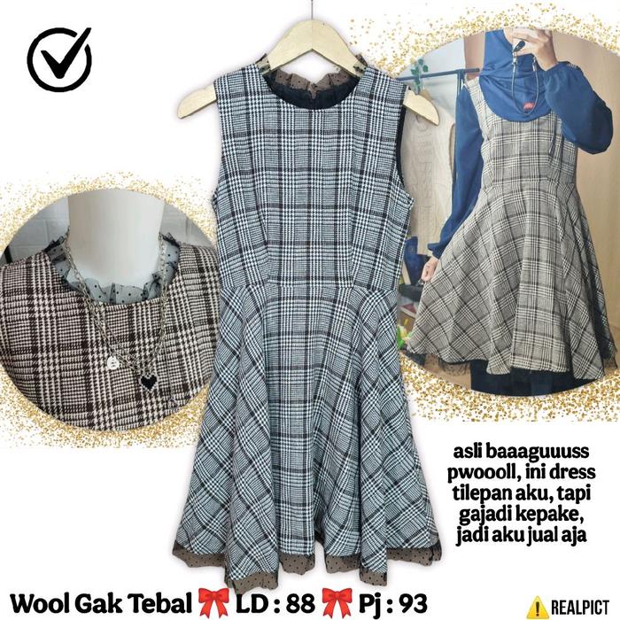 Dress Tartan Megar Size S / Remaja Dewasa Mini Pendek Selutut Kutungan Dres Kutung Ruffle Tile Mix m