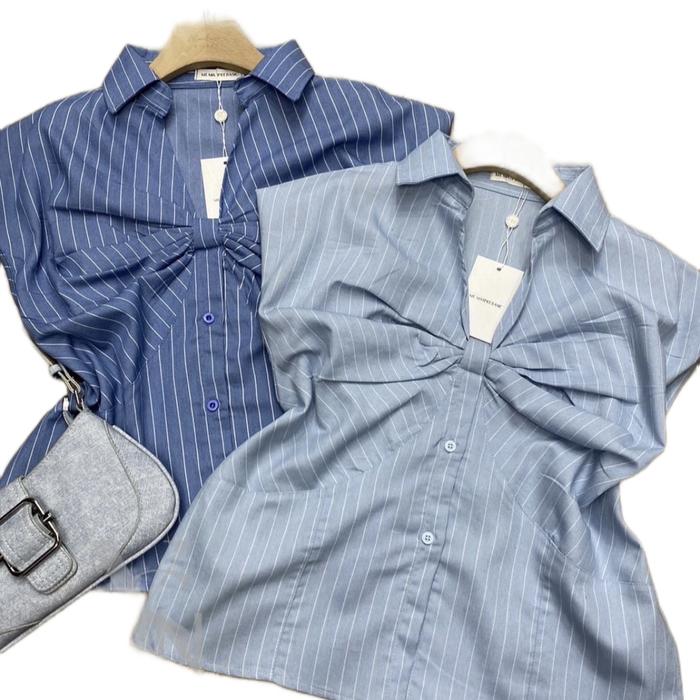 YNS MTM basic | atasan wanita garis garis | baju fit body | fit S to M | kemeja wanita |dress well