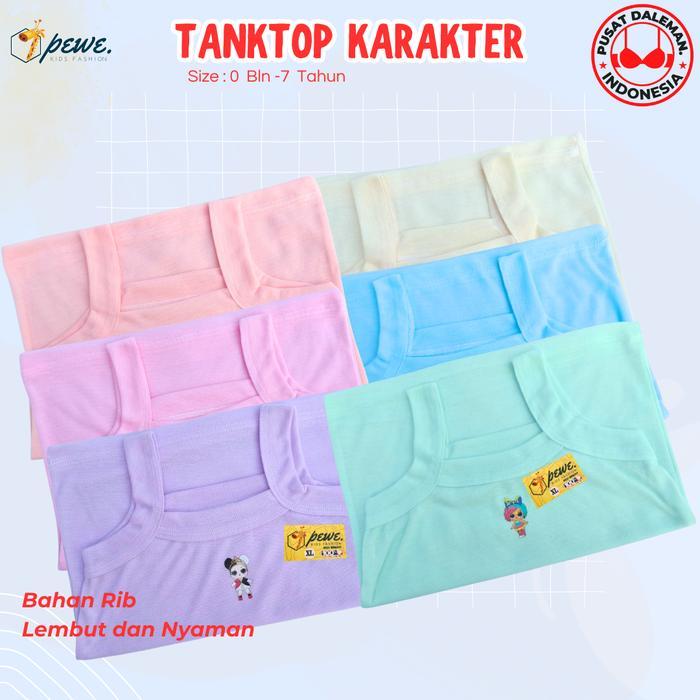 6 pcs singlet anak perempuan / tengtop anak perempuan warna warni / tentop anak umur  6–12  tahun/ T