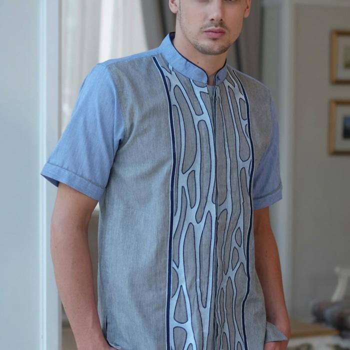 Promo Baju koko al-achwan Medina Blue Full Bordir New collection al-achwan COD