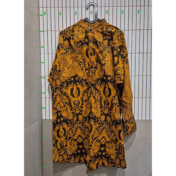 Preloved Blouse Tunic Batik Wanita Sogan Motif Sido Mulyo Sido Mukti Modifikasi, High Quality, Tradi