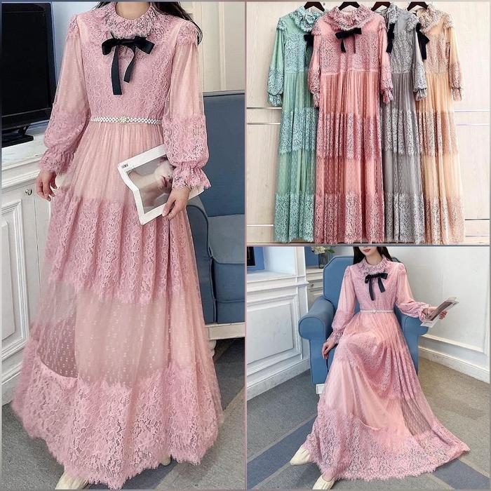 BANGKOK BY BIG CHERIES NAYERA TUTU DRESS GAMIS MEWAH BRUKAT LACE TEKSTUR RENDA TILE TALI PITA RIBBON