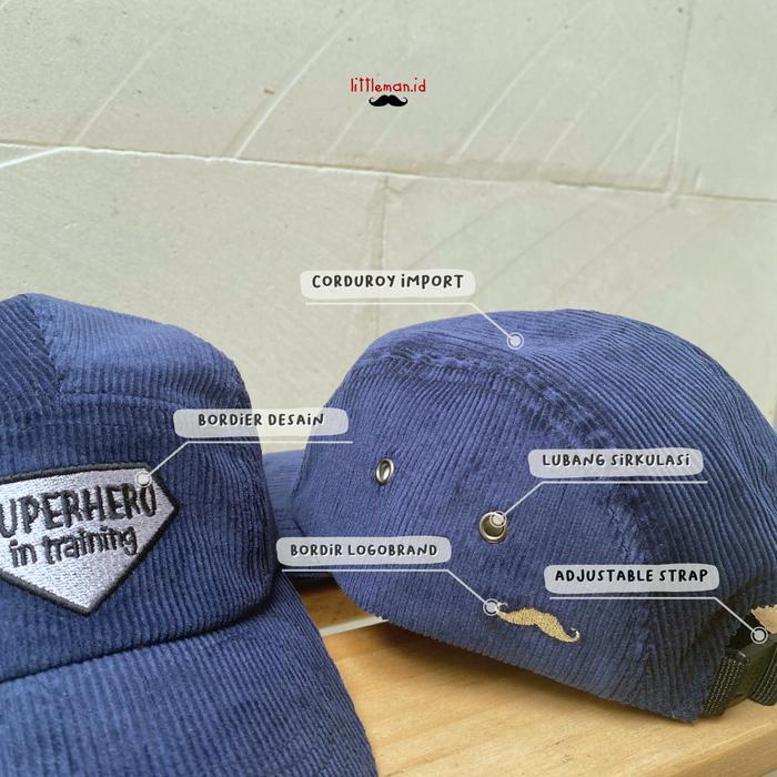 Terbaik Topi Anak Corduroy Short Cap 5 Panel Bordir Kata (1-8 thn) Littleman.id Terimakasih