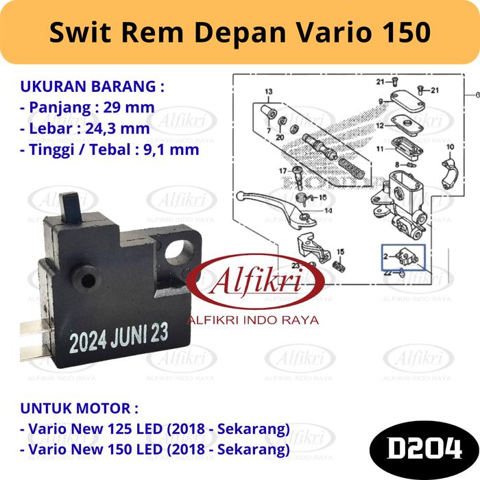 "D204 Switch Suit Suwit Rim Brake Break Kanan Lampu Stop Bagian Depan Honda - Swit Rem Depan Vario 1