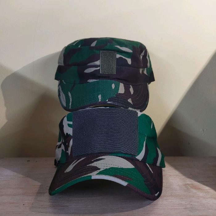 TOPI PET PDL | PEREKAT BESAR | PEREKAT KECIL | ORI | UNTUK PERLENGKAPAN TNI