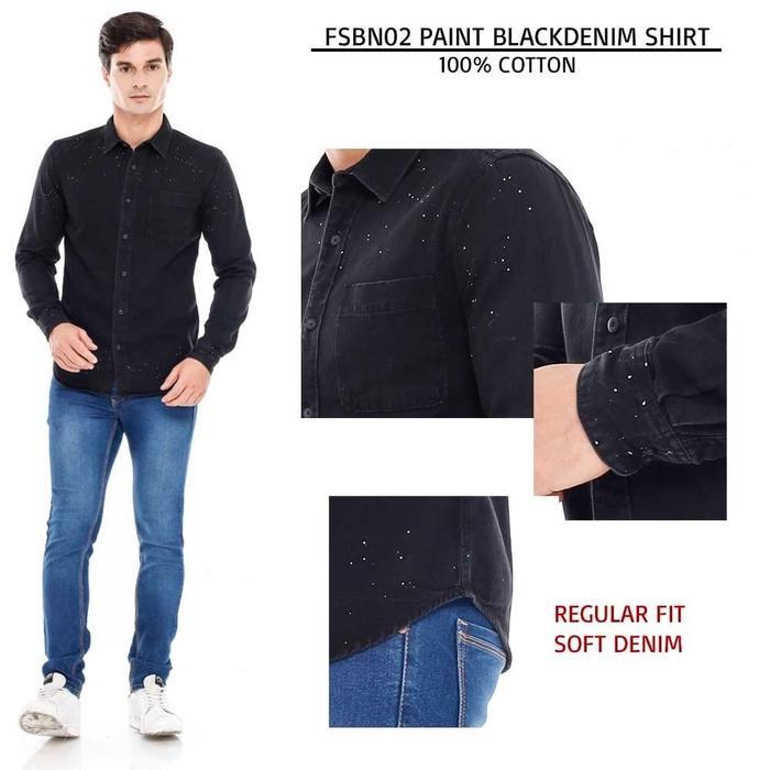 Fsbn Ack Paint Denim Shirts - Kemeja Jeans Pria Nded