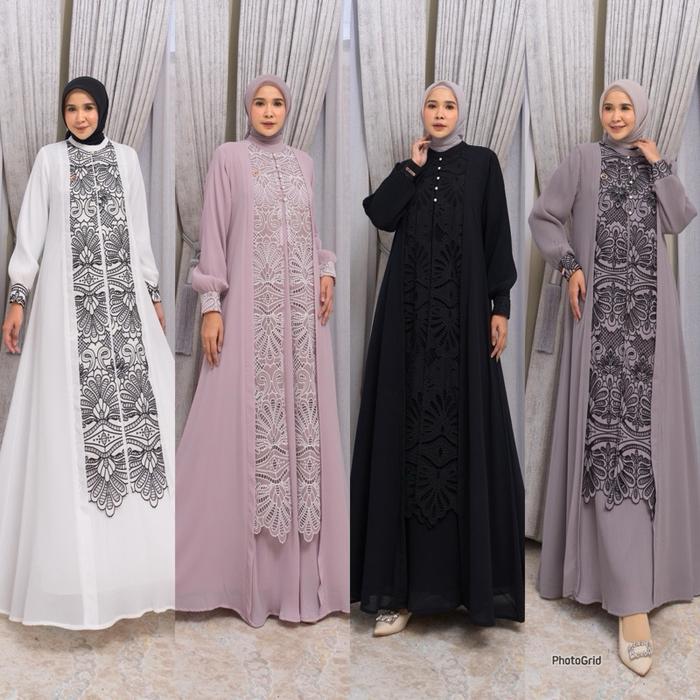 LYDIA DRESS BY MAREVI/Std jumbo/gamis mewah lace brukat/gamis Raya series/bisa cod