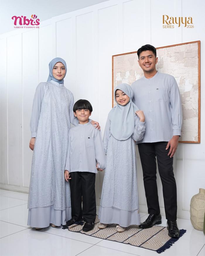 SERAGAM LEBARAN KELUARGA TERBARU 2026 DIARAYYAKU FARDIA ICE BLUE BY NBRS NIBRAS SARIMBIT HARI RAYA |