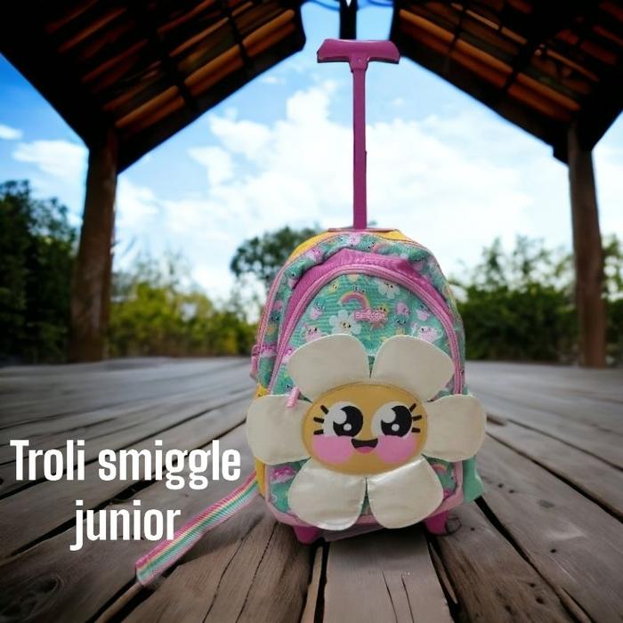 > tas troli smiggle junior Tk backpack trolley anak laki dino/ trolly anak cewe unicorn flowers gift