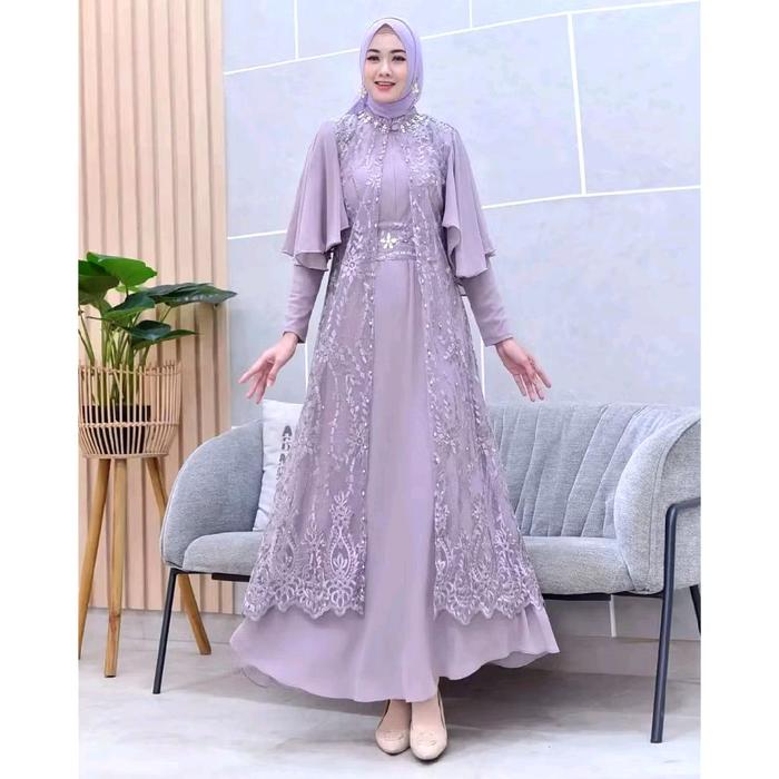 gina kombinasi berukat bahn ceringkl. gamis buat ke ondangan. gamis terbaru 2025 cocok buat seragama