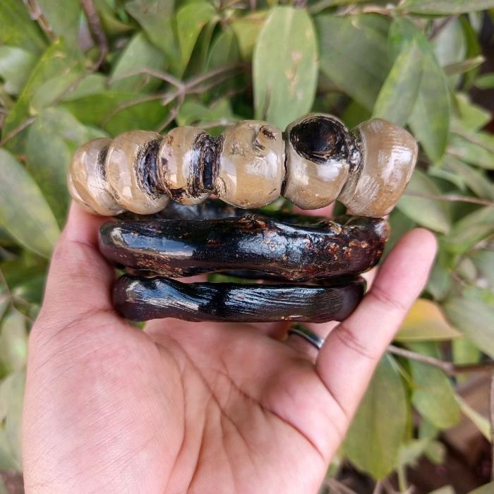 gelang akar bahar hitam lilit 3 jumbo bonggol anggur