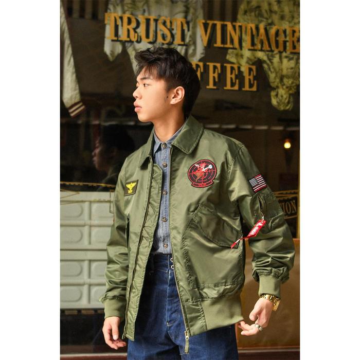 TOP GUN CWU-36P Spring Army Patch Pilot Flight Casual Outwear Men Bomber Coat Thin Jacket